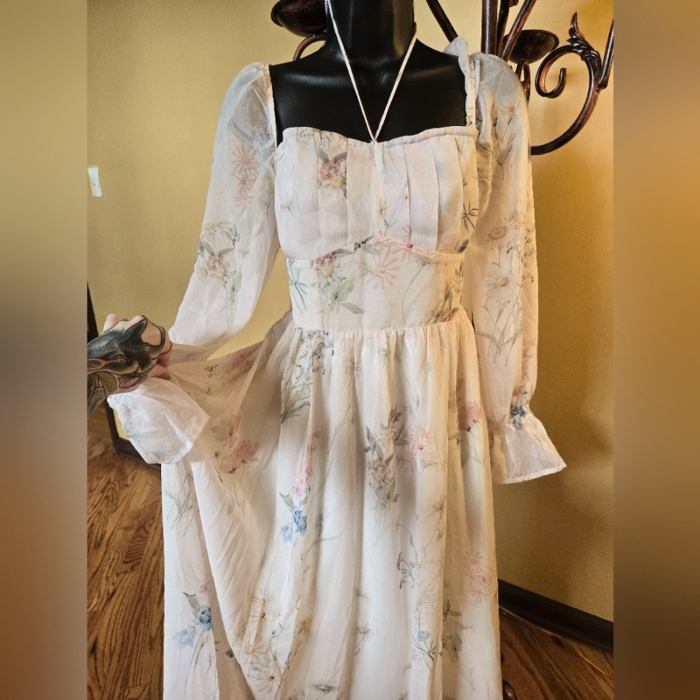Floral Long Sleeve Dress For Damsels And Fairies